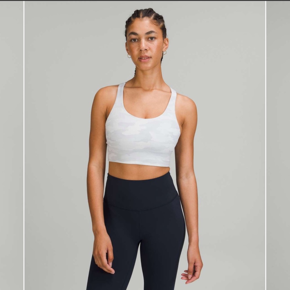 NWT Lululemon Energy Longline Bra Heritage Camo 2.0 Jacquard White Starlight